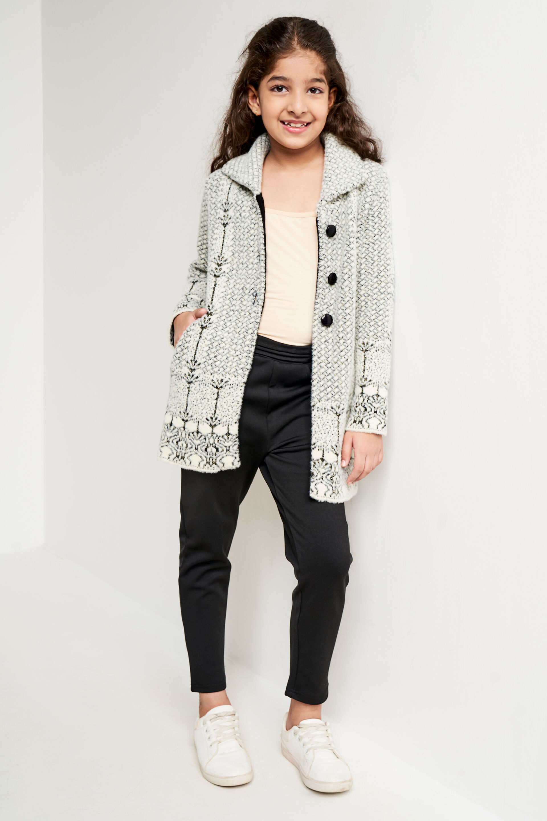 Grey Jacquard Straight Jacket, Grey, image 2